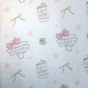 Little Hometown Texas Girls Muslin Security Swaddle Wrap Blanket Lovey 45" X 47"